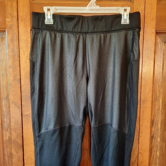 🛍 Reebok PlayWarm black athletic workout fleece lined leggings size large - Picture 2 of 12